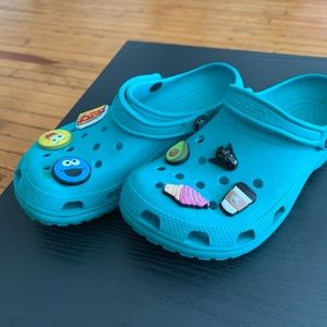 Teal blue crocs